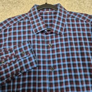 State And Liberty Shirt mens 3XL red black blue plaid performance button up